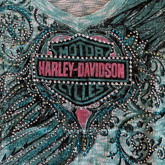 HARLEY-DAVIDSON V-NECK MINT GREEN SWEATER NEW WITHOUT TAGS - Picture 4 of 11